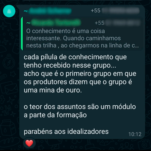 Depoimento de aluno enviado